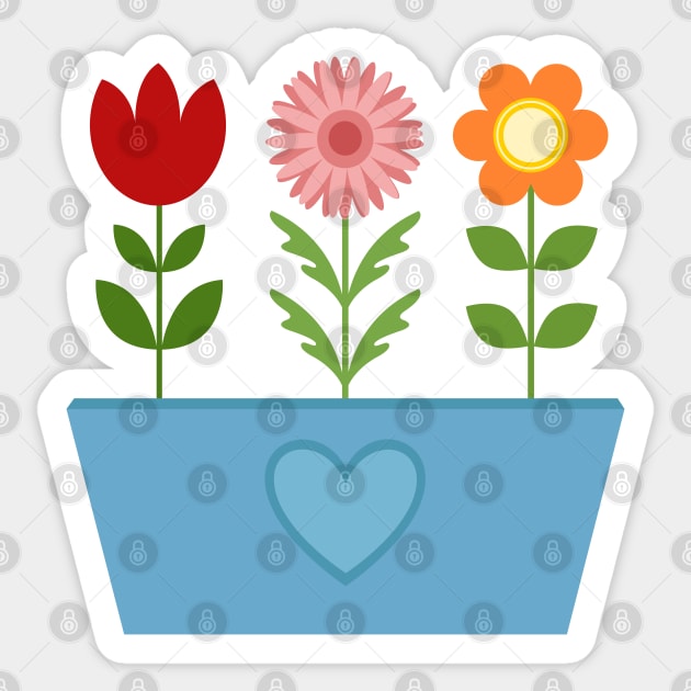 Scandinavian Style Flowers in a Blue Window Box Sticker by NataliePaskell